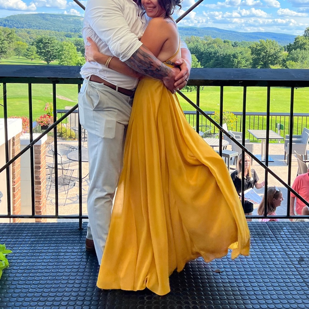 Mustard yellow dress from Lulus